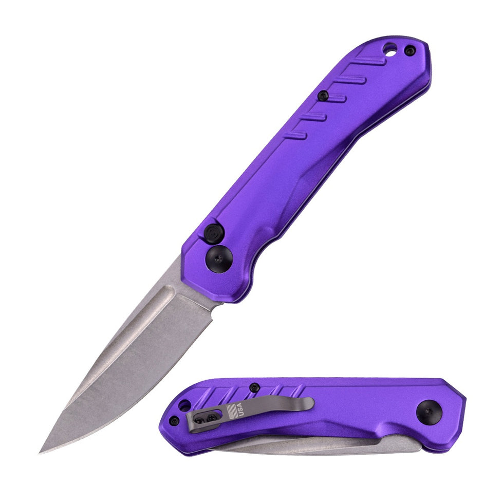 2014- 8" Purple Clip Point Blade Switchblade Automatic Pocket Knife