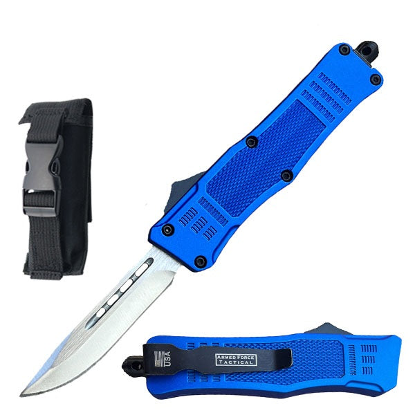1024-6.75" Silver Drop Point Blade Street Walker OTF Knife