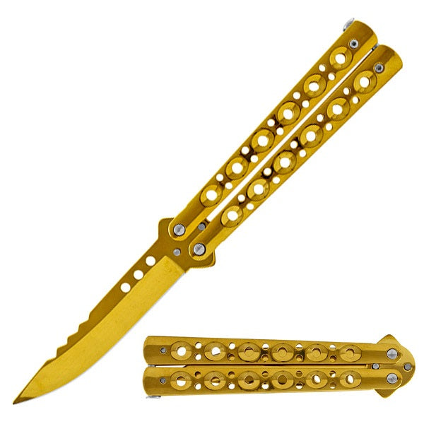 3004- 5.25" Closed Length Gold Renegade Balisong Butterfly Flipper Knife