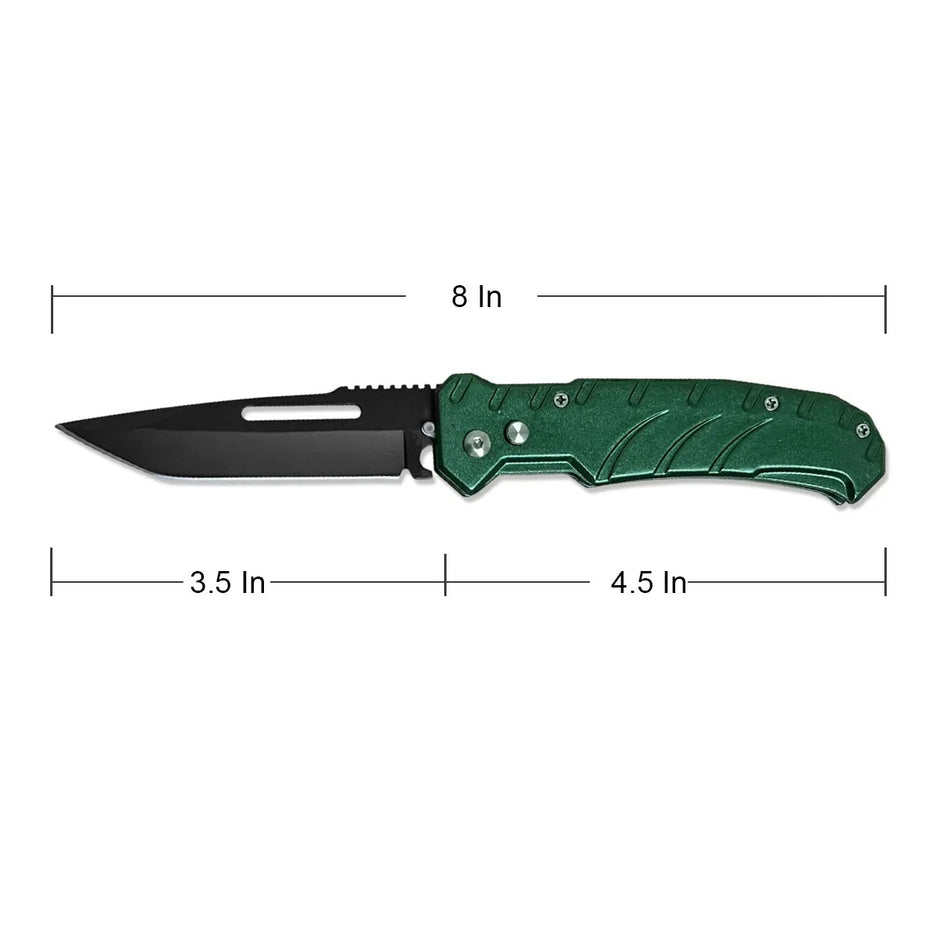 2030-4.5" Closed Military Green Ballistic Switch Blade Automatic Tanto Blade Knife