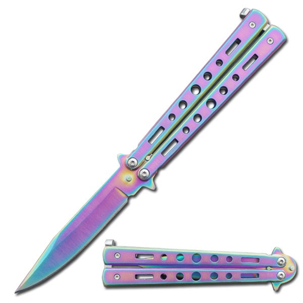 3002- 5" Closed Length Moonlight Masquerade Titanium Butterfly Knife