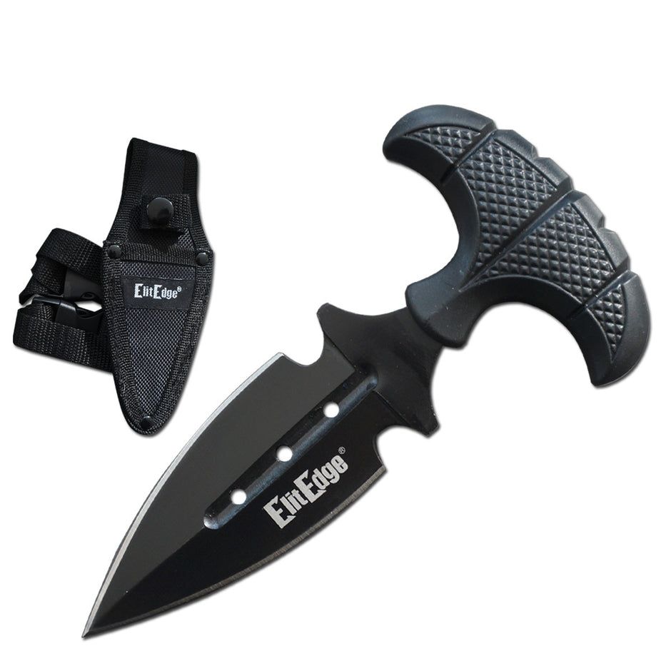 10005-Black Military Push Dagger Dual Edge Fixed Blade Knife