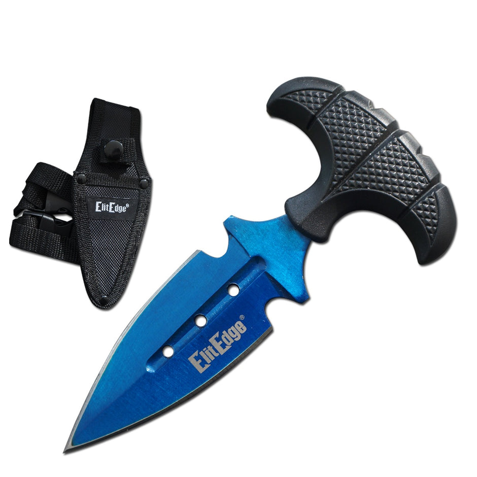 10004- Blue Military Push Dagger Dual Edge Fixed Blade Knife