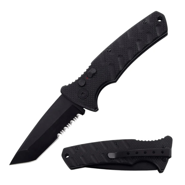 2008- 4.75" Closed Atom Switch Blade Automatic Knife Black G10 Handle
