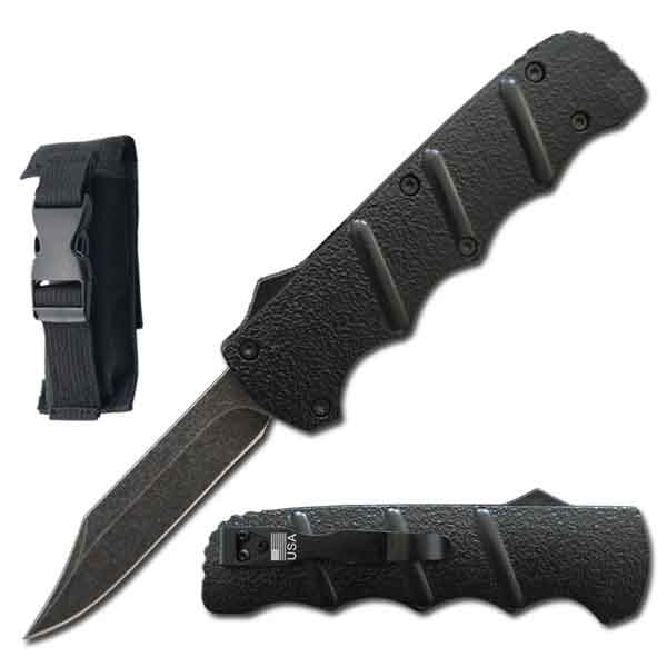 1026-8.75" Automatic Titan Black OTF Drop Point Blade Knife