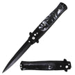 2023- Black Pearl Handle Cavalier Push Button Italian Style Switch Blade Knife