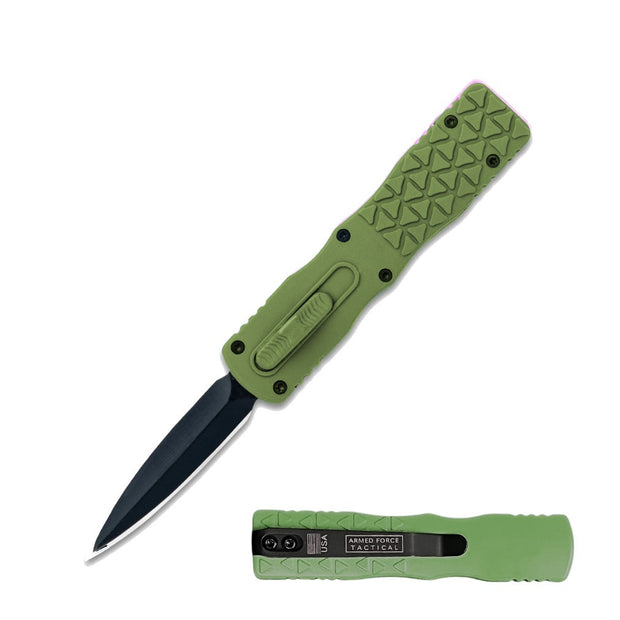 1001- 5.25" Rugged Green Mini OTF Automatic Knife