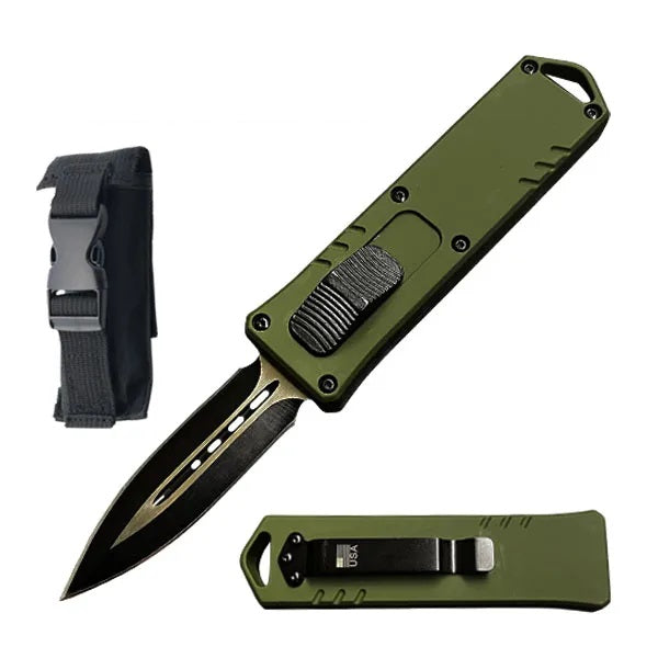 1025- 7.5" Green Exocel Dagger OTF Automatic Dual Action Out The Front Knife