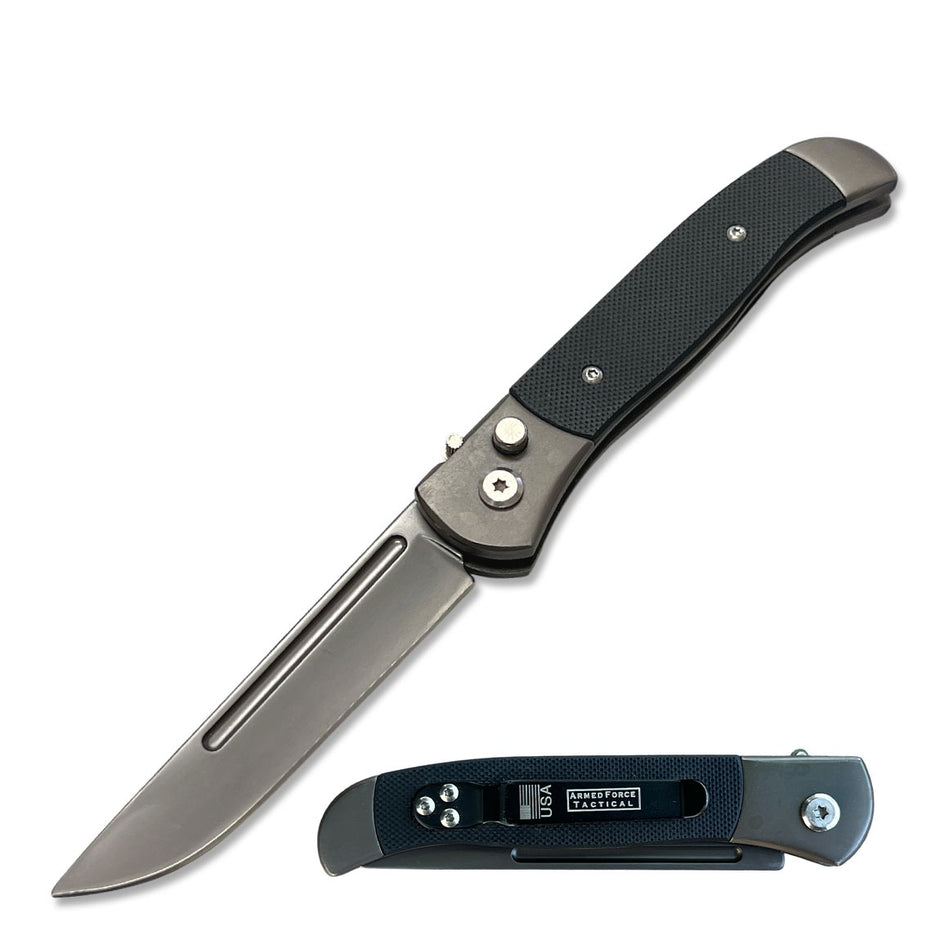 2025-4.5" Closed Everyday Carry Clip Point Auto Switchblade Knife Black G10