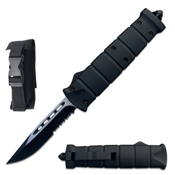 1028-9" Black Military Combat Dual Action Out Of The Front OTF Knife