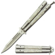 3011- Tactical Balisong Butterfly Knife White Pearl Handles