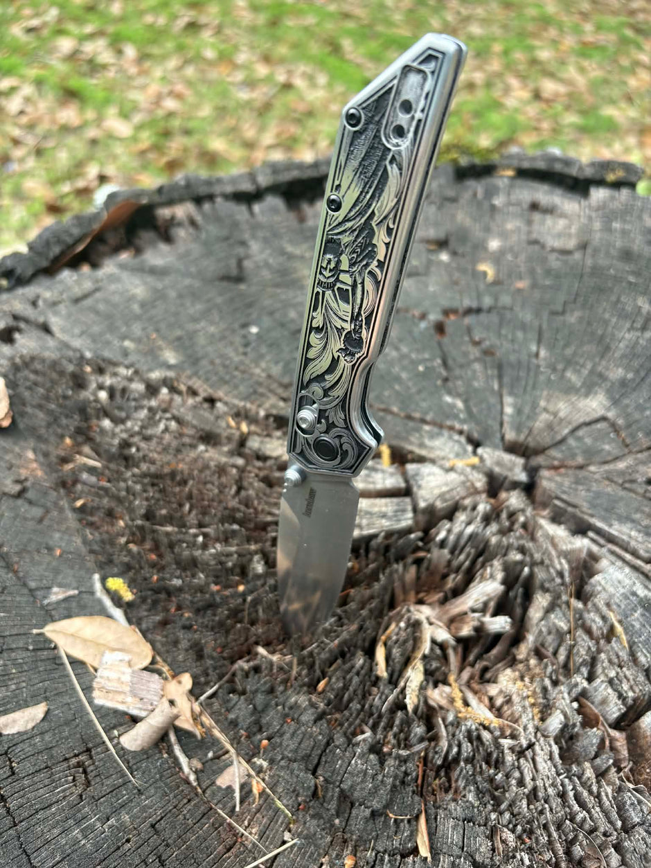 7012- Custom engraved Kershaw Iridium lockblade pocketknife - Statue Of Liberty