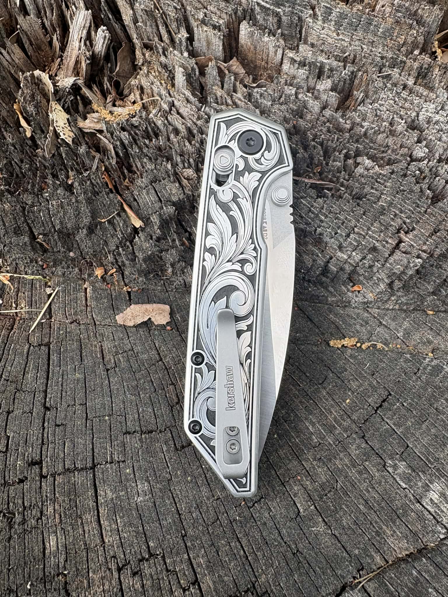 7012- Custom engraved Kershaw Iridium lockblade pocketknife - Statue Of Liberty
