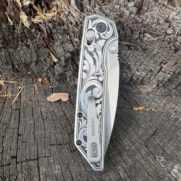 7012- Custom engraved Kershaw Iridium lockblade pocketknife - Statue Of Liberty