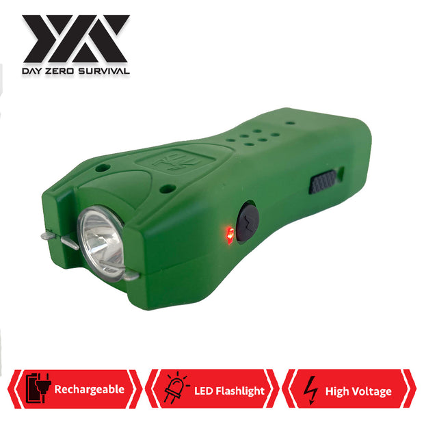 6000- DZS Green Slim Mini Rechargeable Stun Gun with LED Light