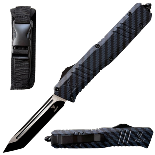 1016-8.5" Carbon Fiber Phantom Tanto Blade Automatic OTF Out the Front Knife