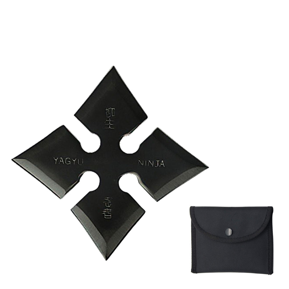 5009-4 Inch Black Yagyu Ninja Throwing Star Moon Shuriken