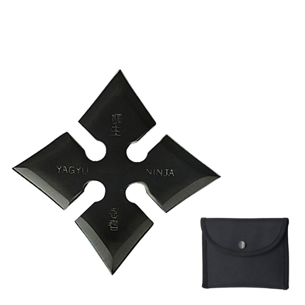 5009-4 Inch Black Yagyu Ninja Throwing Star Moon Shuriken