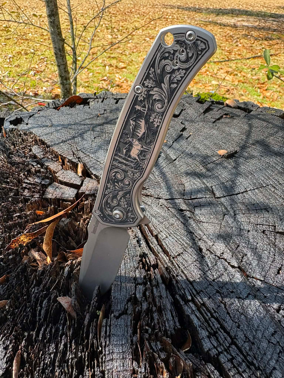 7008-Custom engraved Kershaw Scour- Deer