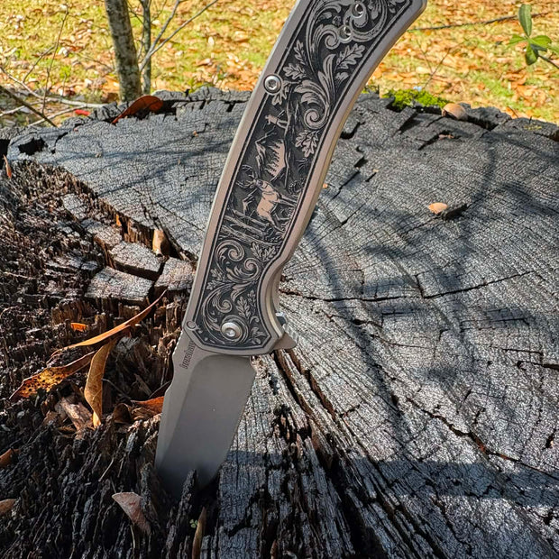 7008-Custom engraved Kershaw Scour- Deer