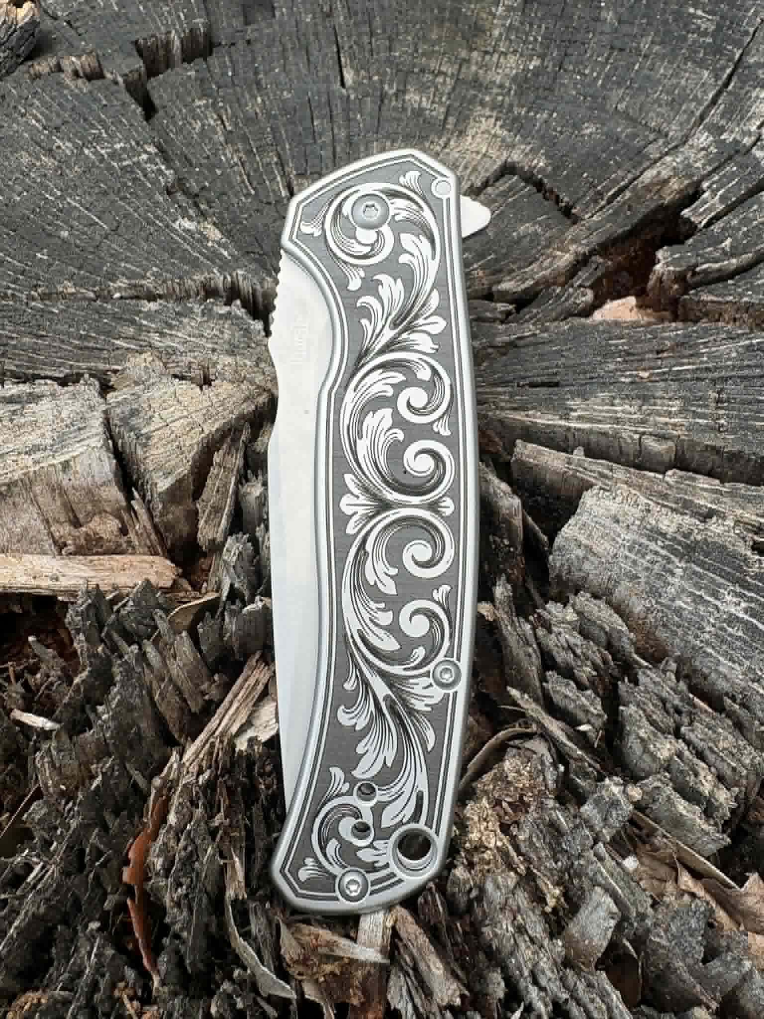 7017- Custom Engraved Kershaw Scour - Scroll